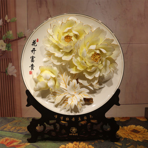 定制洛阳特产牡丹瓷摆件手工陶瓷艺术客厅装饰工艺品乔迁礼品礼物