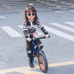 春夏季男女儿童骑行服轮滑服平衡车表演服薄款长袖自行车透气套装