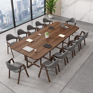 简约阅览室桌椅组合6-10人小型会议接待长桌办公培训会客休闲桌椅