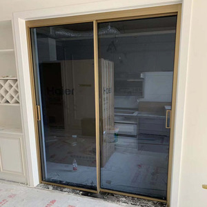 轻奢风金色拉丝窄边16推拉门阳台厨房移门卫生间吊轨灰色玻璃隔断