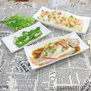 纯白陶瓷餐具长方形汤盘西餐盘寿司盘家用菜盘点心盘子鱼盘包邮