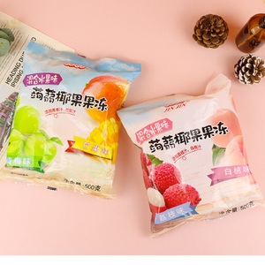 台湾进口晶晶蒟蒻椰果果冻500g袋装白桃芒果荔枝混合味儿童解馋