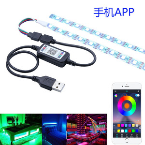 usb七彩RGB显示器电视背景氛围灯条LED5V手机蓝牙APP智能自粘灯带