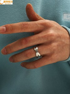 指环创意钛钢欧美时尚不锈钢 戒指双环旋转情侣年轻JR2408