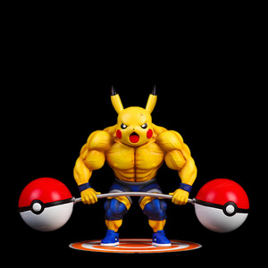 超级super 宝可梦 健身图鉴02 猛男皮卡丘 杠铃举重 国产手办摆件