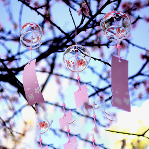 多想我日式樱花风铃可爱小挂饰清新卧室挂饰手工玻璃和风礼物挂件