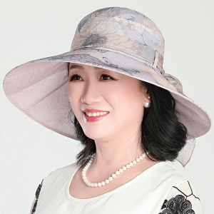 中年妈妈遮阳帽太阳帽子凉夏天中老年人女渔夫帽春夏防晒透气薄款