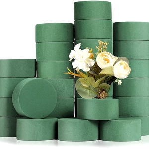 插花圆形花泥块diy材料花桶干花泥圆盘个性创意火柴底托插花篮小