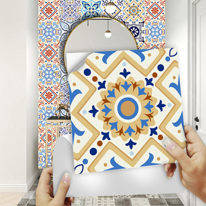 摩洛哥新款花砖墙贴10片装自粘防水防油卫生间洗漱台DIY装饰贴纸
