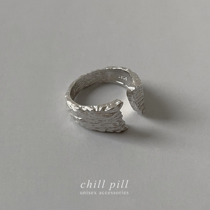 Chillpill通体925纯银开口锯齿肌理可调节冷淡设计感戒指情侣男女
