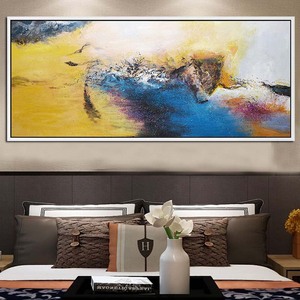 纯手绘抽象油画现代装饰画壁画北欧酒店客厅沙发横幅赵无极油画