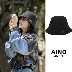 韩国aino angel张子枫同款黑色渔夫帽女夏季薄款遮阳帽女防晒帽子
