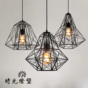 北欧复古简约铁艺鸟巢吊灯创意钻石铁网装饰灯具餐厅吧台卧室灯