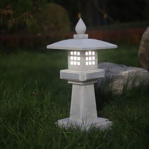 日式石灯笼摆件中式庭院草坪灯青石石雕户外太阳能石头灯造景定制