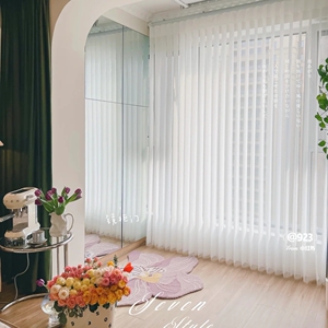 网红直角梦幻帘弧形垂直帘阳台客厅办公室隔断手动电动竖百叶窗帘