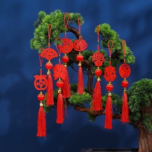 2024新年装饰品盆景挂件新年场景布置过年春节装饰树上小灯笼挂饰