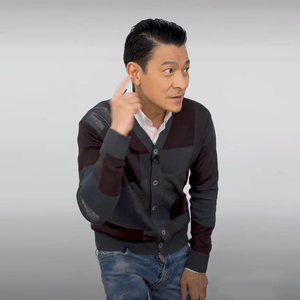 刘德华抖音同款休闲拼接v领开衫毛衣男港风修身撞色针织衫外套男