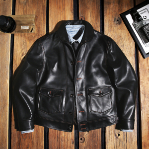 意大利无涂牛皮男士真皮皮衣日系哥萨克青果领夹克修身短款外套