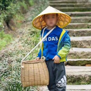 斜挎背篓手工竹编采茶篓农用采摘茶叶篮子竹篮采摘篮茶叶筐青茶篓
