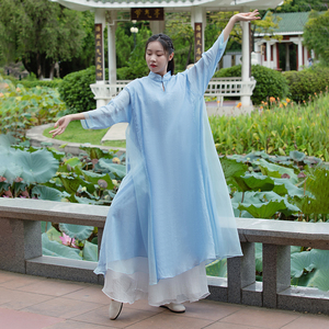 tb529007297淘宝夏季复古女士禅舞服装女中国风禅意仙女连衣裙茶服