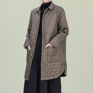 棉衣女中长款冬季2021新款轻薄羽绒棉宽松百搭棉袄外套森绘女装专卖