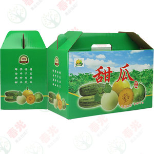 银绿宝羊角10斤装甜瓜的礼品盒包装盒通用手提水果蜜瓜包装纸箱子