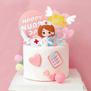 护士节烘焙蛋糕装饰512医师节女护士针筒白衣天使生日插牌插件d88
