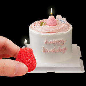 圣诞新年红色草莓蜡烛 生日蛋糕装饰摆件 派对甜品台烘焙装扮用品