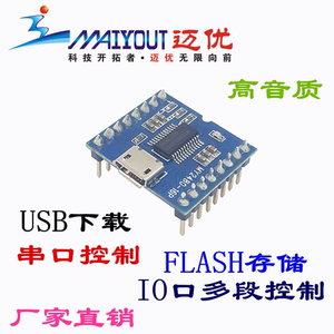多路播放USB下载FLASH语音模块串口控制声音芯片/音乐/MY2480-16P