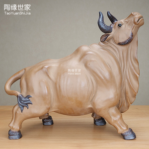石湾公仔十二生肖牛摆件创意家居摆设陶瓷工艺品客厅办公室装饰品