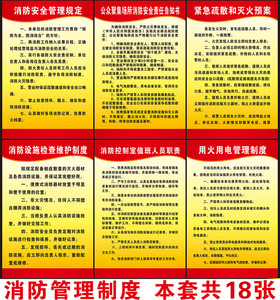 消防控制室设施检查维修 挂图 贴画 消防安全管理制度小区物业画