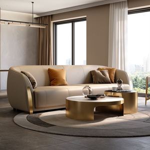 意式极简真皮沙发后现代办公沙发客厅直排轻奢简约小户型真皮沙发