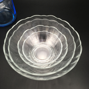 高品质钢化玻璃碗透明莲花碗饭碗汤碗耐热沙拉碗家用微波炉加热