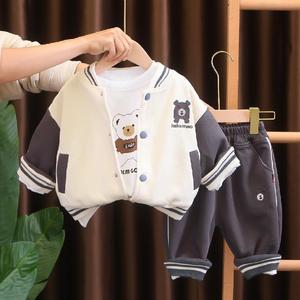 韩系婴儿衣服春季男童超萌小男孩外套棒球服可爱套装0一1岁半宝宝