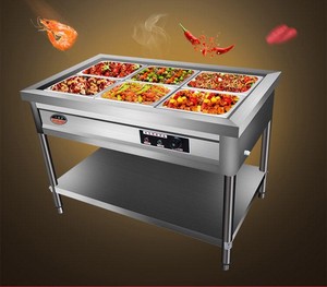 快餐保温台商用电热食堂不锈钢保温汤池打菜热菜售饭台台式保温车20人