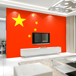 电视背景墙壁纸客厅沙发8d立体装饰墙纸5d五星红旗影视墙布壁画