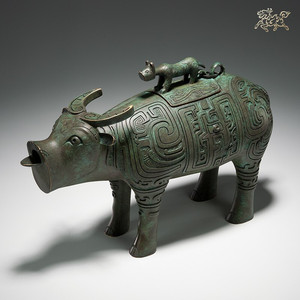 铜师傅陕历博宝物团系列《西周牛尊》纯铜工艺品办公桌摆件送客户