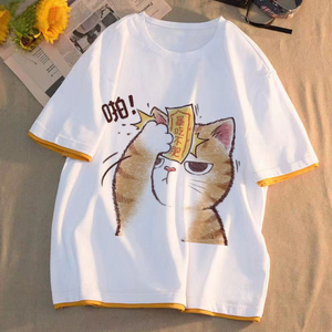猫咪后院短袖T恤可爱吃货喵咪动漫周边二次元猫咪男女短袖衣服夏