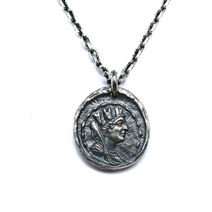 匠艺原创希腊神话幸运女神堤喀纯银圆牌浮雕吊坠挂坠饰品个性小众