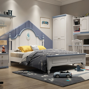 儿童床男孩单人床1.2米1.5米小孩卧室床青少年儿童房家具组合套装