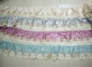 网纱刺绣沙发垫双层蕾丝边复合衬布花边沙发窗帘装饰辅料18CM红花