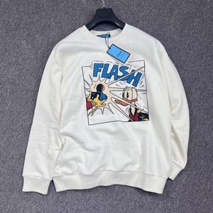 现货 gucci×disney 联名 白色灰色唐老鸭卡通刺绣 印花 圆领卫衣