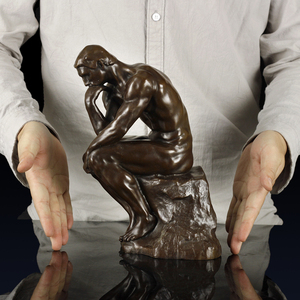 纯铜思考者工艺品摆件办公室乔迁客厅欧式风铜人雕像装饰品摆设