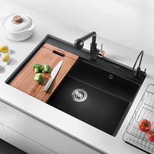 悍高厨房石英石水槽单阶大单槽洗菜盆洗碗池台上台下家用单槽套餐