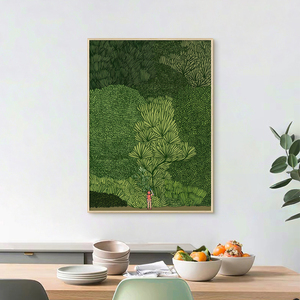北欧ins森林绿色装饰画高级感桌面摆画卧室床头壁画客厅治愈挂画