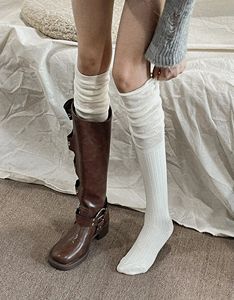 配靴子袜子女春秋季过膝堆堆袜纯棉美拉德长筒长靴袜白色小腿长袜