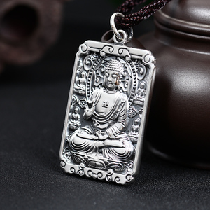 925银八大守护神阿弥陀佛银本命佛属狗猪本命佛守护神吊坠