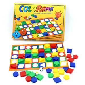儿童益智形状图形配对几何棋颜色认知思维训练亲子互动思考教玩具