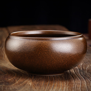 景德镇柴烧金沙釉茶洗陶瓷手工笔洗水洗日式水盂茶渣功夫茶具配件