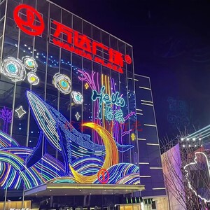 北京楼体灯饰画 商场美陈户外墙体亮化led幕墙灯画外墙霓虹灯光串
